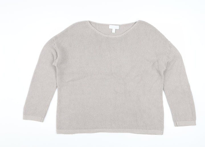 The White Company Women’s Beige Waffle-Knit Wool Cotton Jumper M