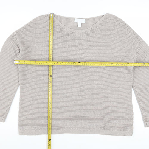 The White Company Women’s Beige Waffle-Knit Wool Cotton Jumper M
