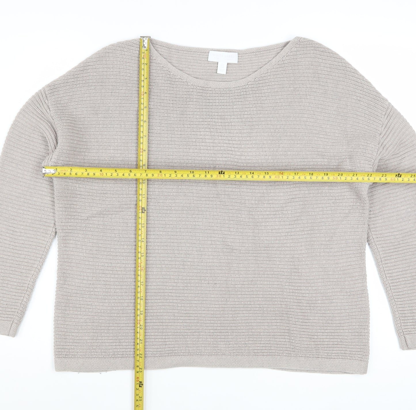The White Company Women’s Beige Waffle-Knit Wool Cotton Jumper M