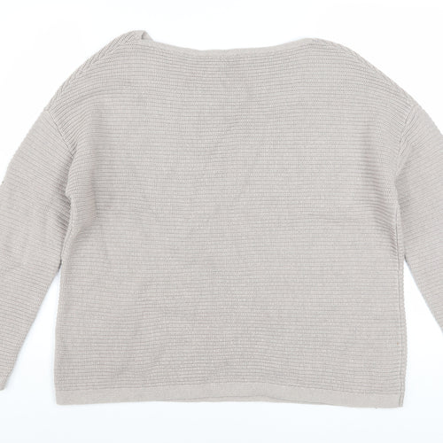 The White Company Women’s Beige Waffle-Knit Wool Cotton Jumper M