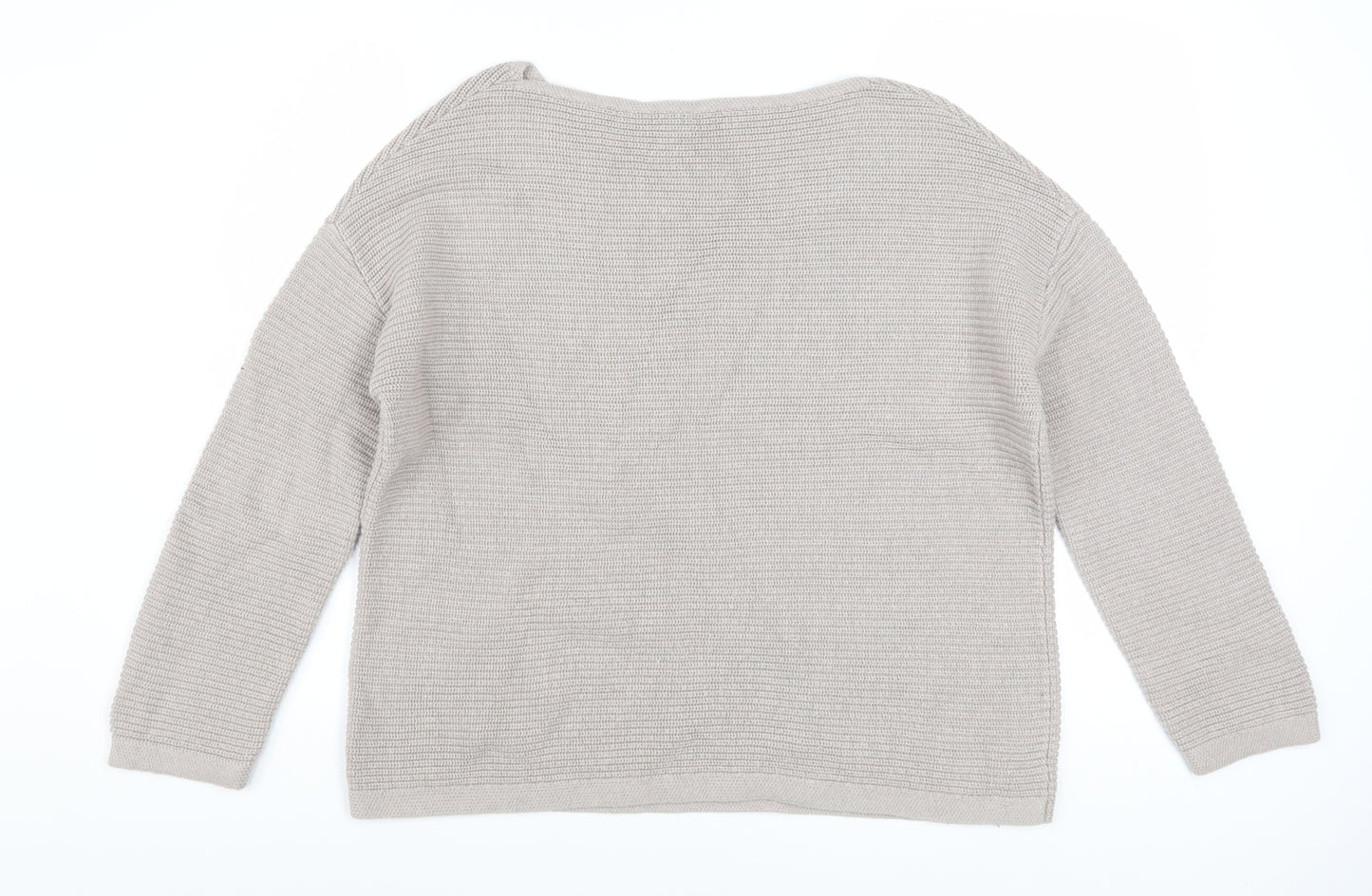 The White Company Women’s Beige Waffle-Knit Wool Cotton Jumper M