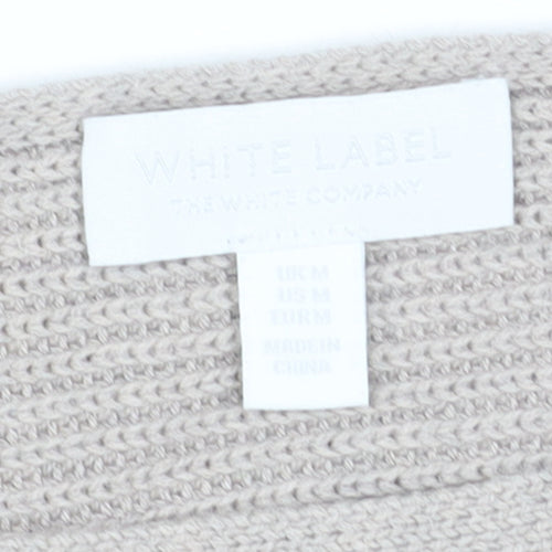 The White Company Women’s Beige Waffle-Knit Wool Cotton Jumper M