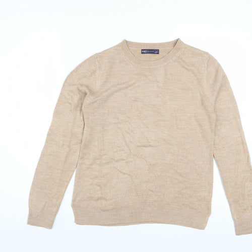 Marks and Spencer Women’s Beige Wool Cashmere Crew Neck Jumper Size 12