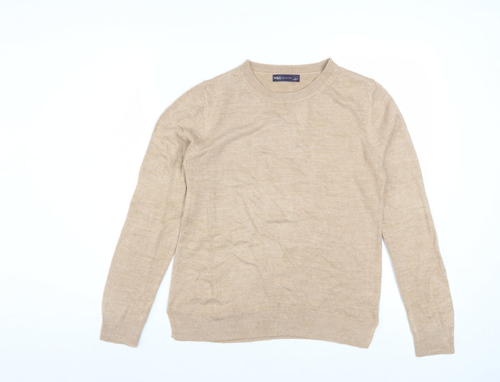 Marks and Spencer Women’s Beige Wool Cashmere Crew Neck Jumper Size 12