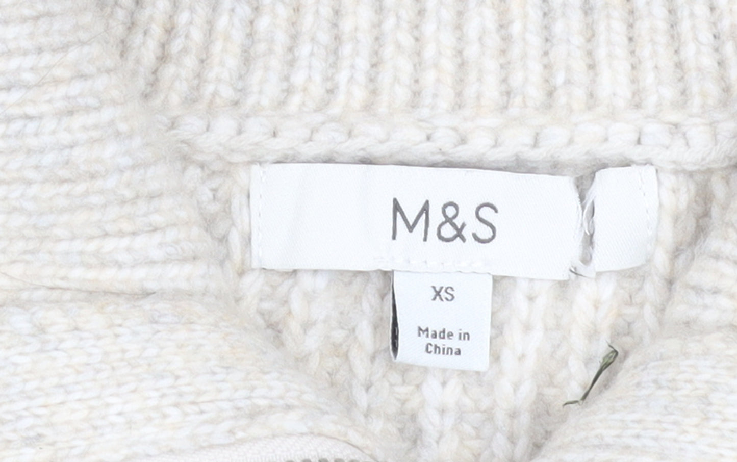Marks and Spencer Women Beige XS Collared Full Zip Wool Blend Jumper