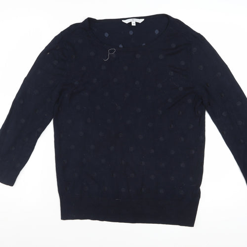 Jasper Conran Women’s Navy Blue Polka Dot Knit Jumper Size 14