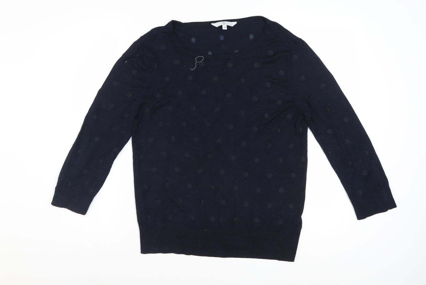 Jasper Conran Women’s Navy Blue Polka Dot Knit Jumper Size 14