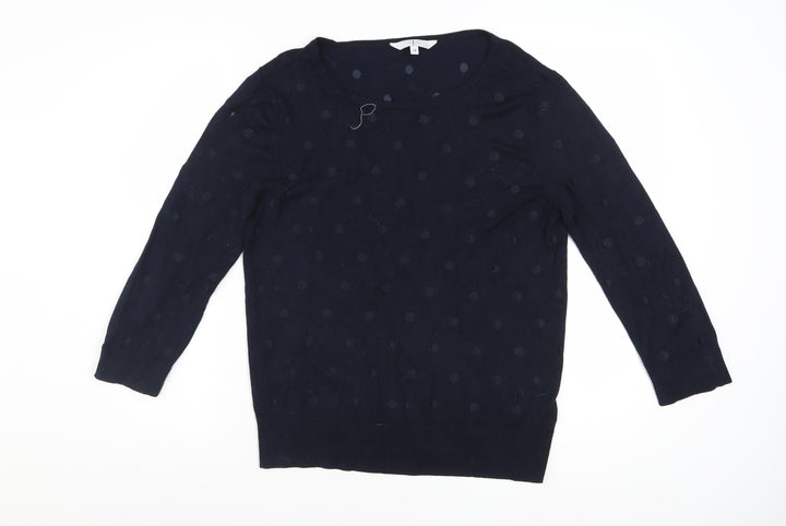 Jasper Conran Women’s Navy Blue Polka Dot Knit Jumper Size 14