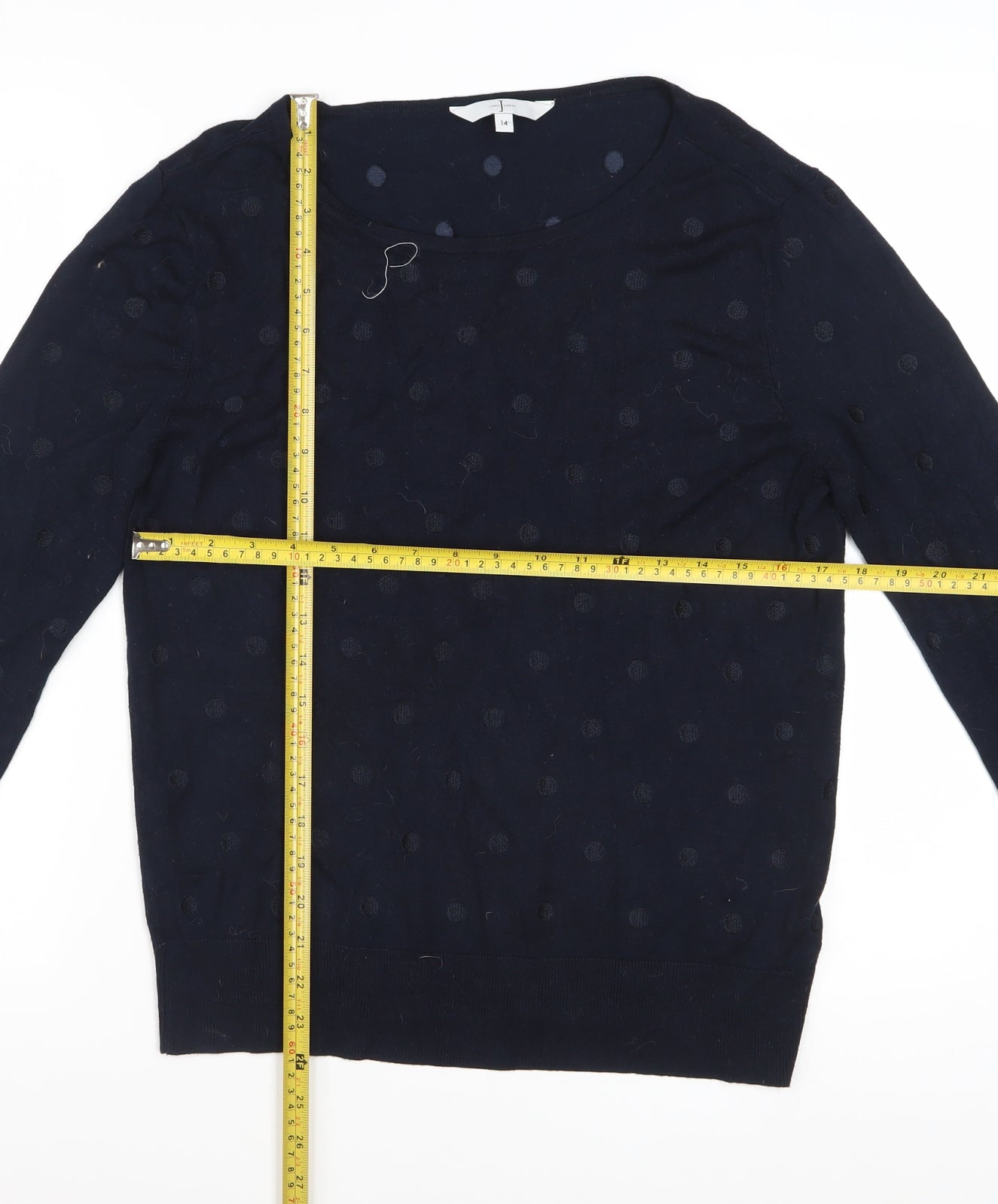 Jasper Conran Women’s Navy Blue Polka Dot Knit Jumper Size 14