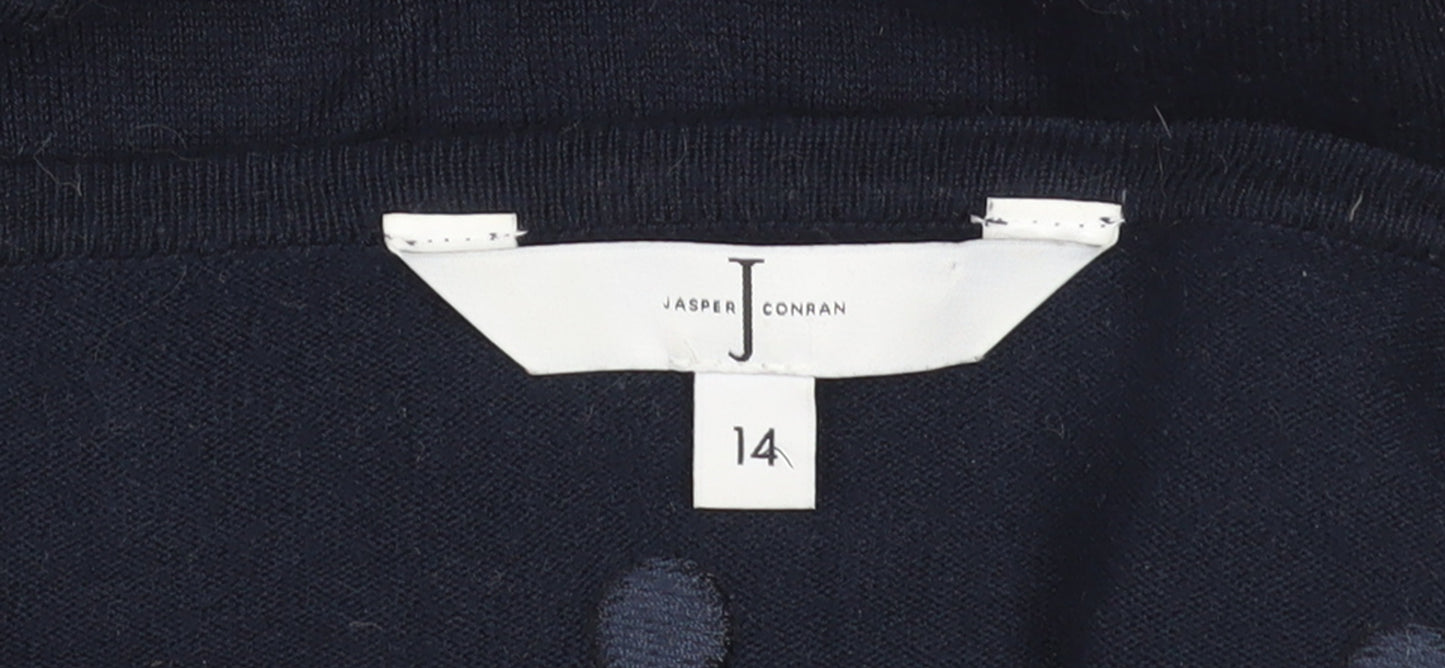 Jasper Conran Women’s Navy Blue Polka Dot Knit Jumper Size 14