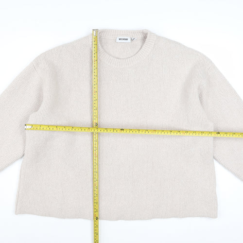 Weekday Women Beige Wool Blend Chunky Knit Jumper L