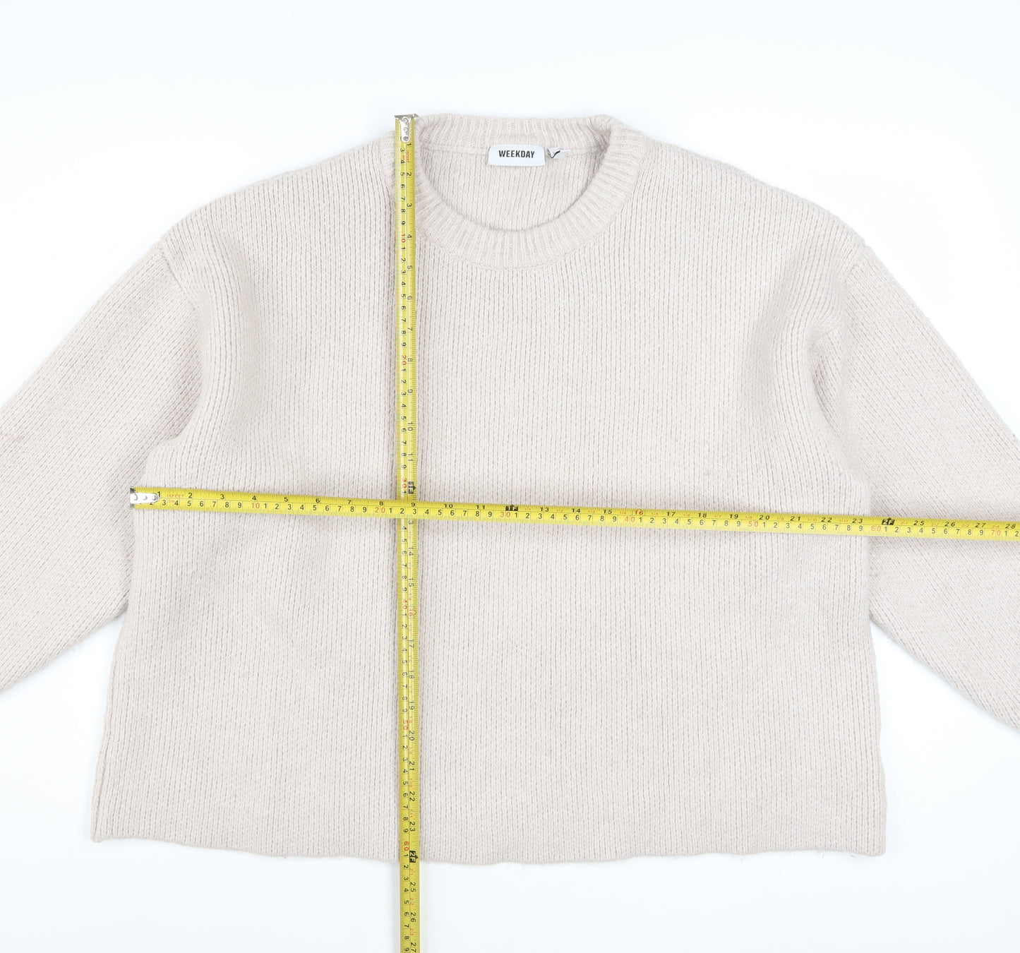Weekday Women Beige Wool Blend Chunky Knit Jumper L