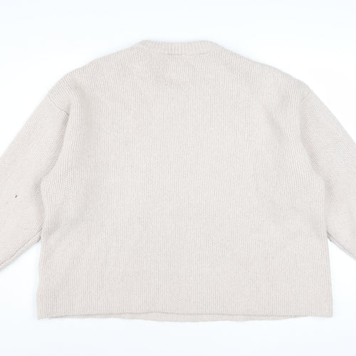 Weekday Women Beige Wool Blend Chunky Knit Jumper L