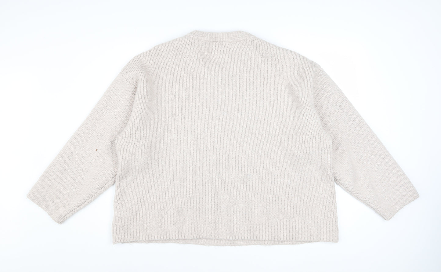 Weekday Women Beige Wool Blend Chunky Knit Jumper L