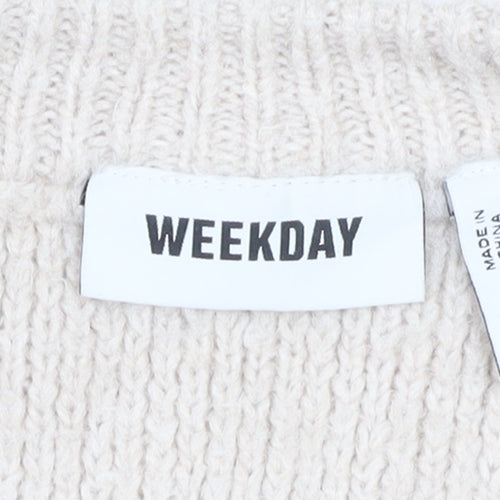 Weekday Women Beige Wool Blend Chunky Knit Jumper L