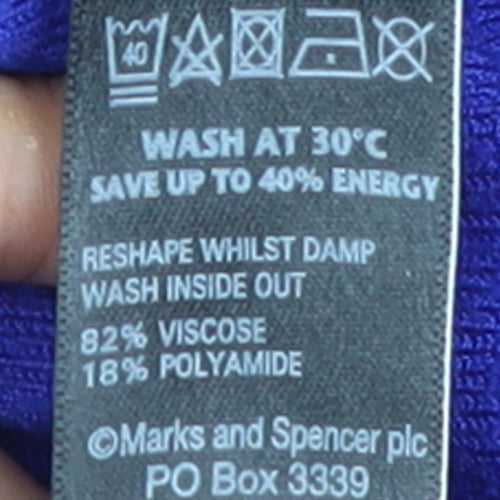Marks and Spencer Women's Blue Cardigan Size 14 Knit Crew Neck