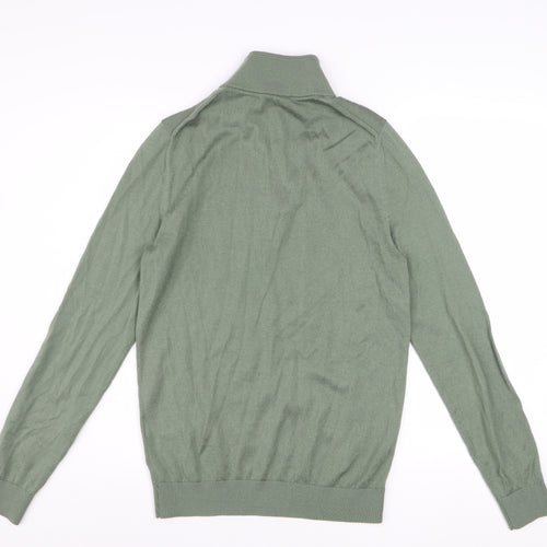 Reiss Men’s Green Wool Blend Half Zip High Neck Jumper Size S