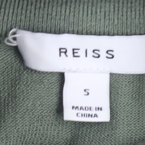 Reiss Men’s Green Wool Blend Half Zip High Neck Jumper Size S