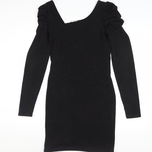 ON LINE Women’s Black Size 12 Bodycon Ruched Long Sleeve Dress