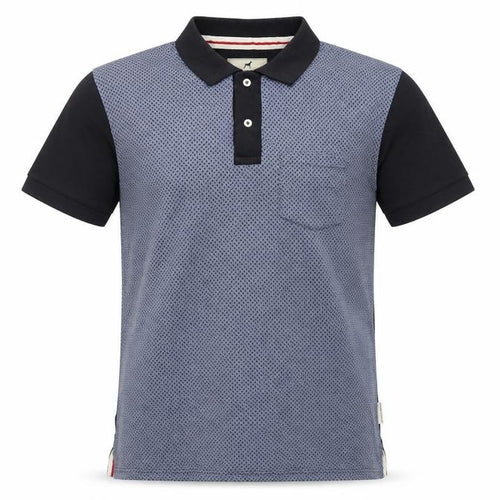 Dickens & Browne Men's Blue Geometric Cotton Polo Shirt L