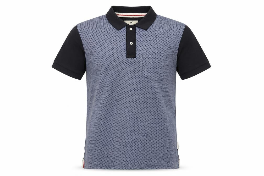 Dickens & Browne Men's Blue Geometric Cotton Polo Shirt L