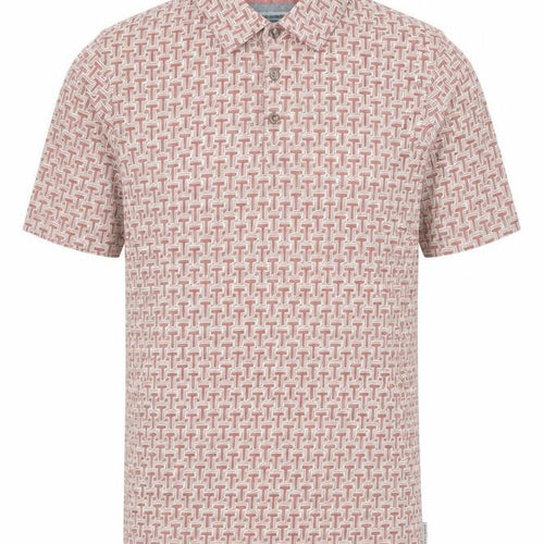 Ted Baker Men’s Red Geometric Cotton Polo Shirt Size S
