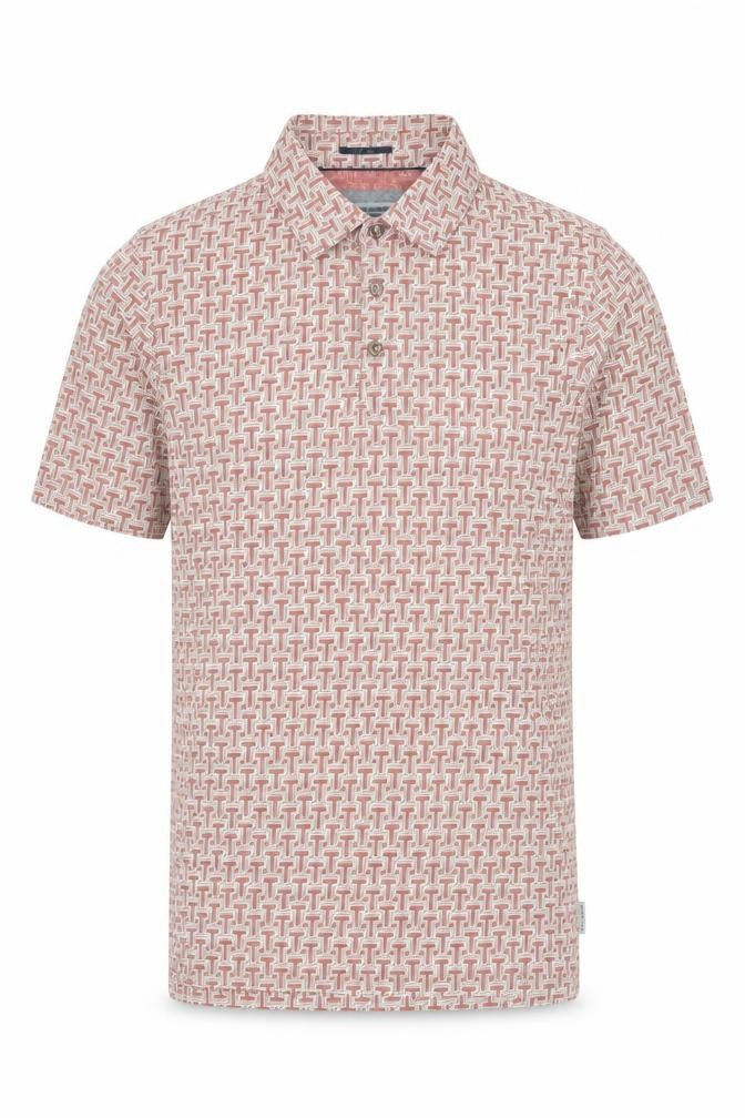 Ted Baker Men’s Red Geometric Cotton Polo Shirt Size S
