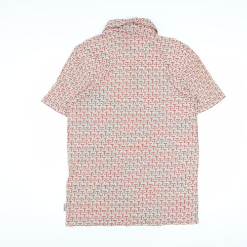 Ted Baker Men’s Red Geometric Cotton Polo Shirt Size S