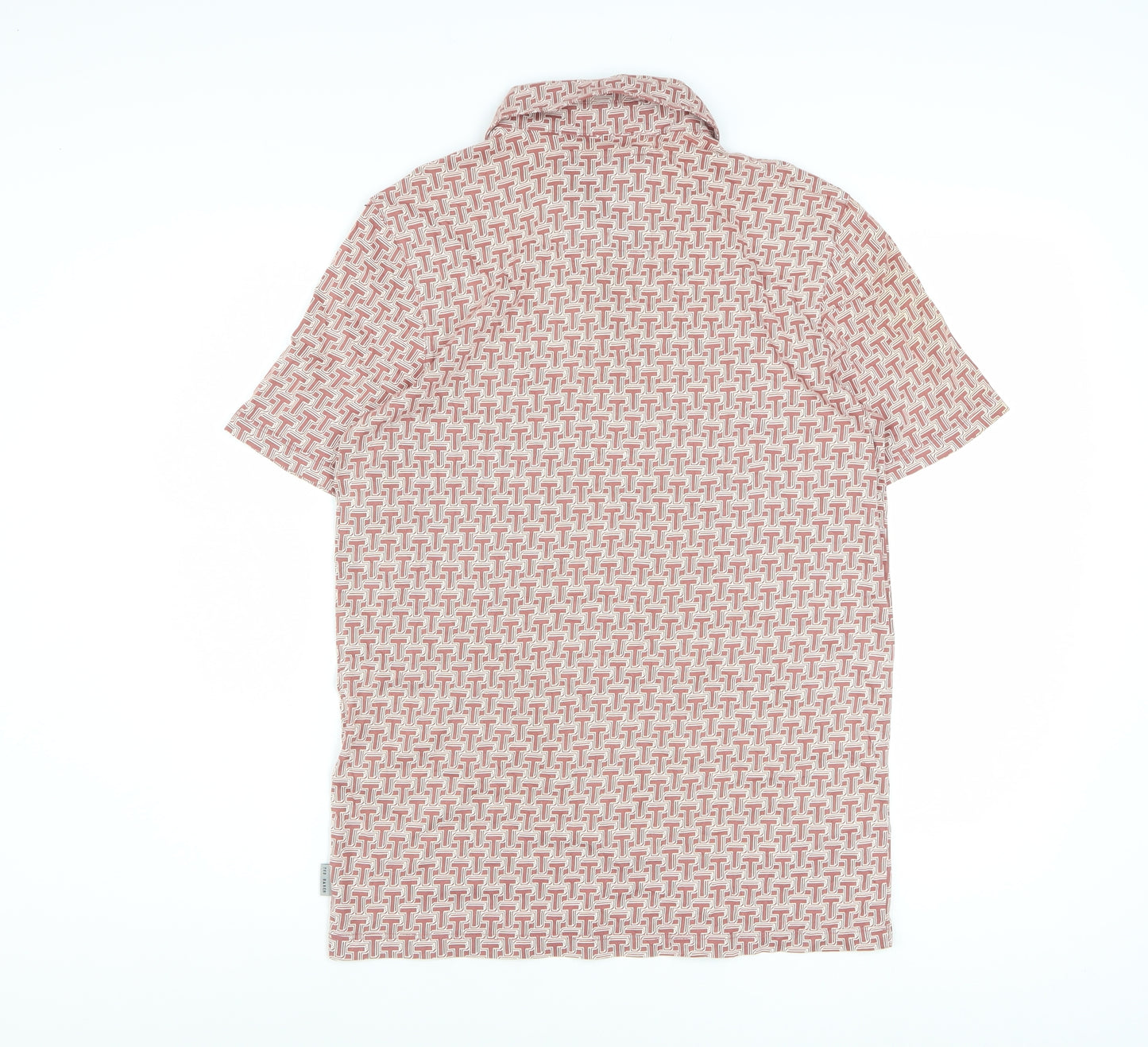 Ted Baker Men’s Red Geometric Cotton Polo Shirt Size S