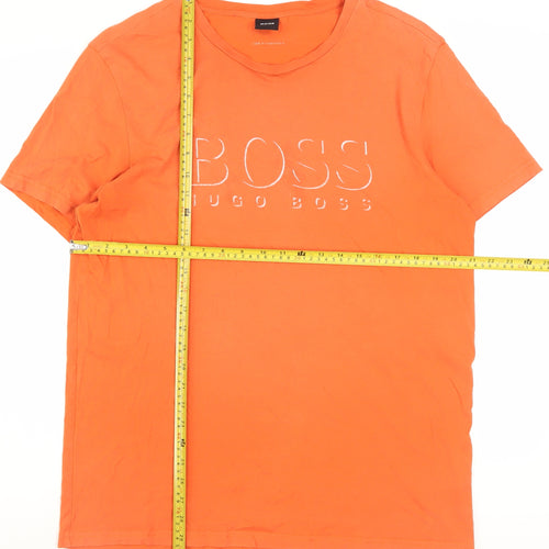 Hugo Boss Men’s Orange Cotton Crew Neck Logo T-Shirt XL