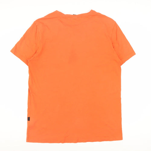 Hugo Boss Men’s Orange Cotton Crew Neck Logo T-Shirt XL