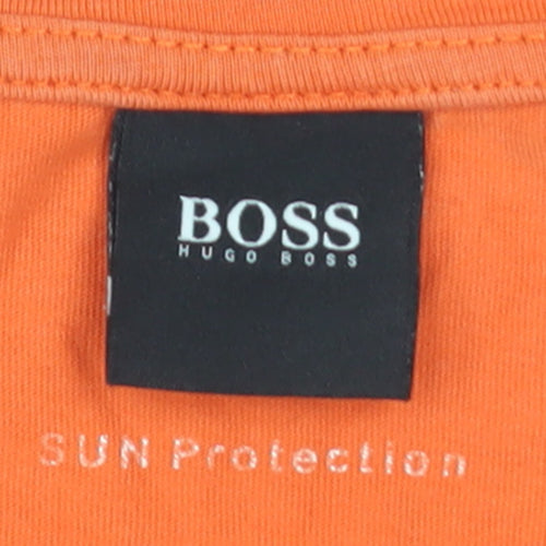 Hugo Boss Men’s Orange Cotton Crew Neck Logo T-Shirt XL