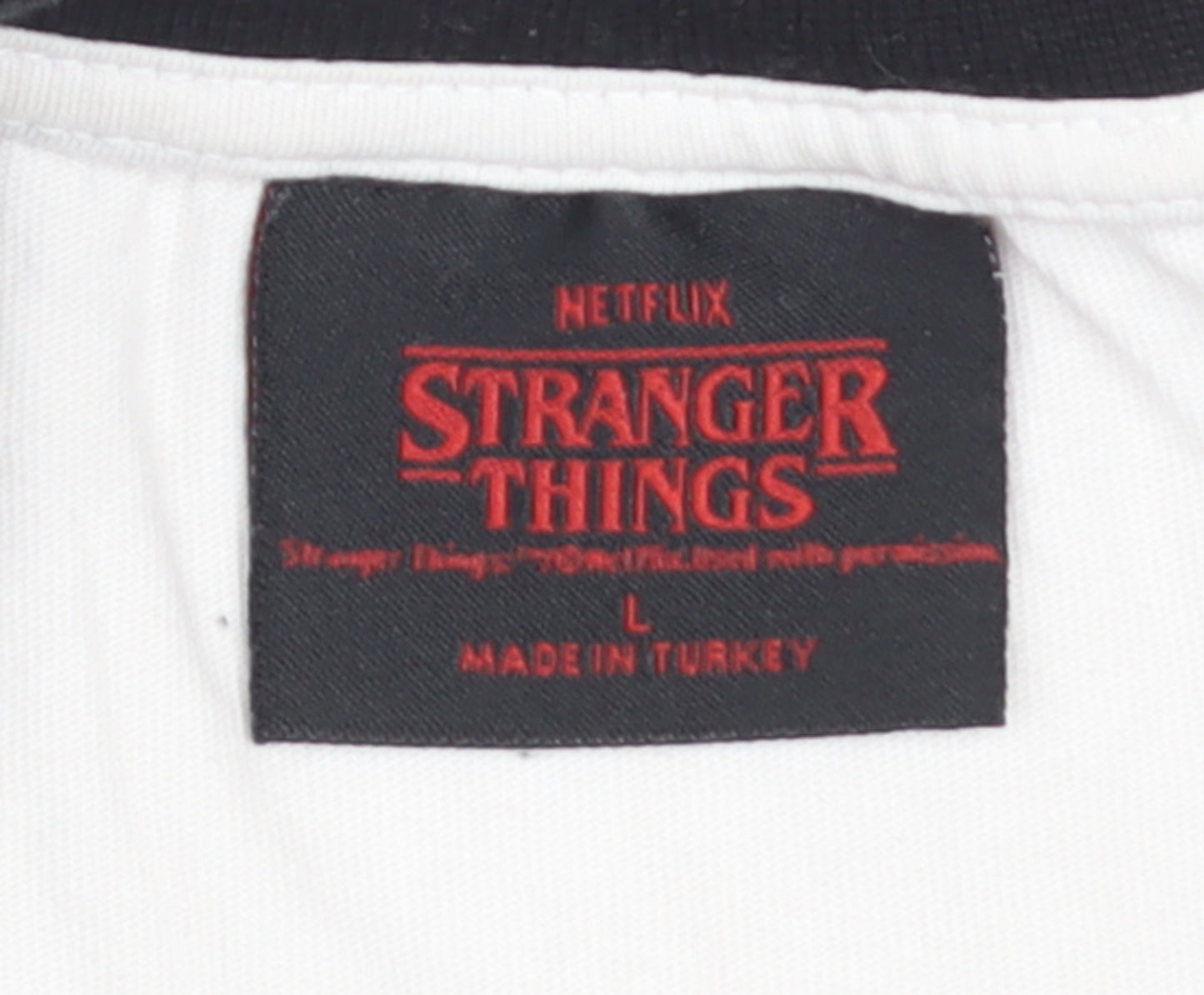 Stranger Things Hellfire Club Black & White Long Sleeve Men's L Cotton T-Shirt