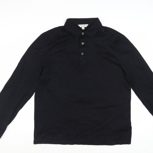 Marks and Spencer Autograph Men's Black Long Sleeve Cotton Polo Shirt L