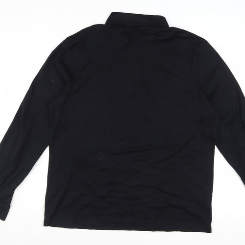 Marks and Spencer Autograph Men's Black Long Sleeve Cotton Polo Shirt L