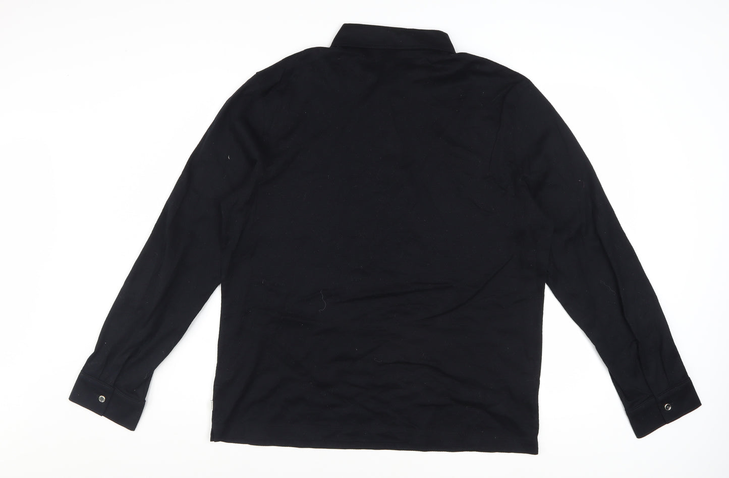 Marks and Spencer Autograph Men's Black Long Sleeve Cotton Polo Shirt L
