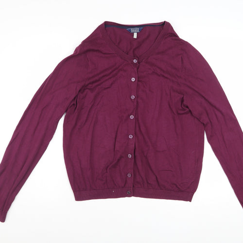 Joules Womens Purple Cotton Cardigan UK 16 Long Sleeve Knitwear