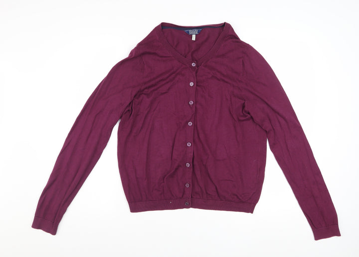 Joules Womens Purple Cotton Cardigan UK 16 Long Sleeve Knitwear