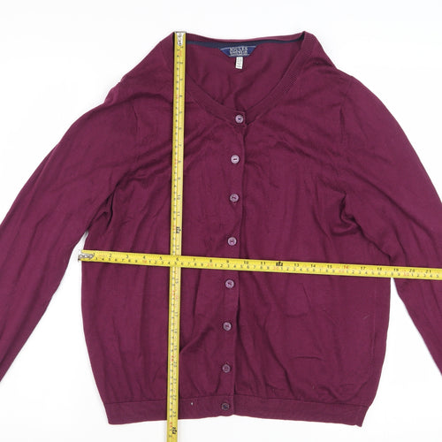 Joules Womens Purple Cotton Cardigan UK 16 Long Sleeve Knitwear