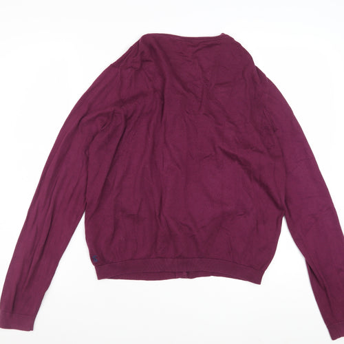 Joules Womens Purple Cotton Cardigan UK 16 Long Sleeve Knitwear