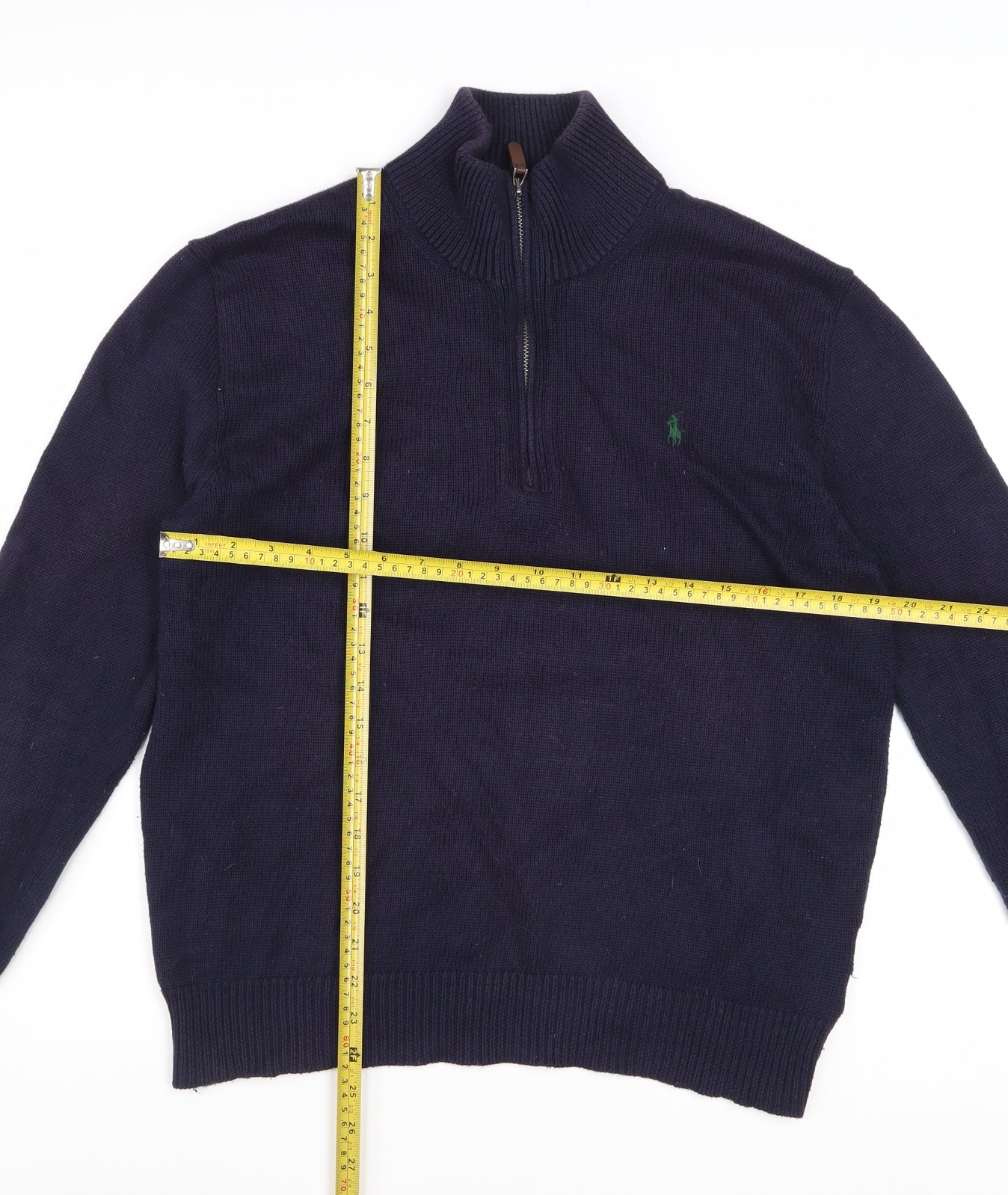 Ralph Lauren Men's Blue Cotton Half Zip Jumper Size S