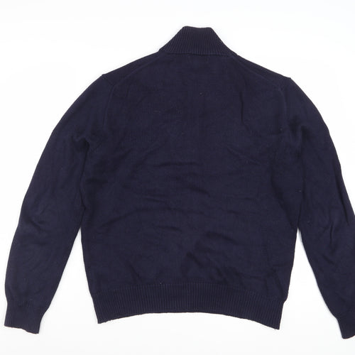 Ralph Lauren Men's Blue Cotton Half Zip Jumper Size S