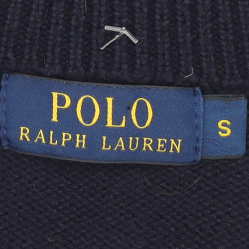 Ralph Lauren Men's Blue Cotton Half Zip Jumper Size S