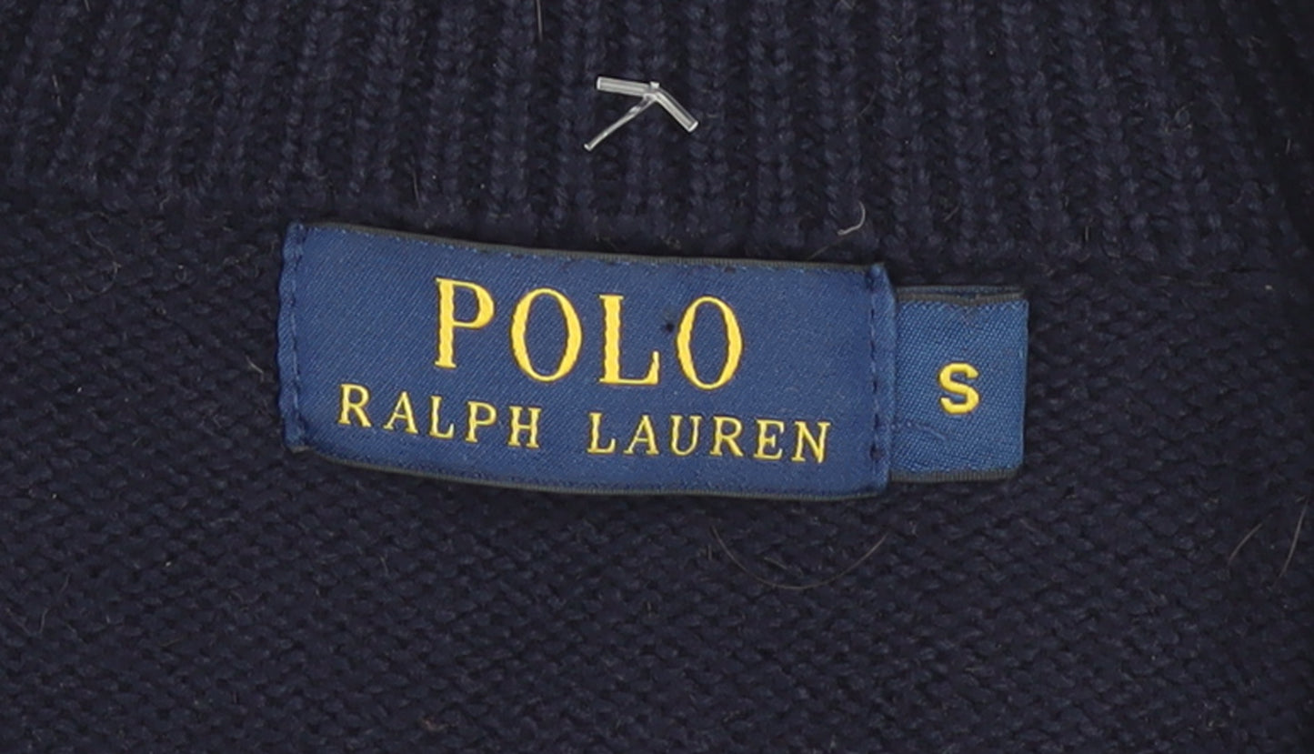 Ralph Lauren Men's Blue Cotton Half Zip Jumper Size S