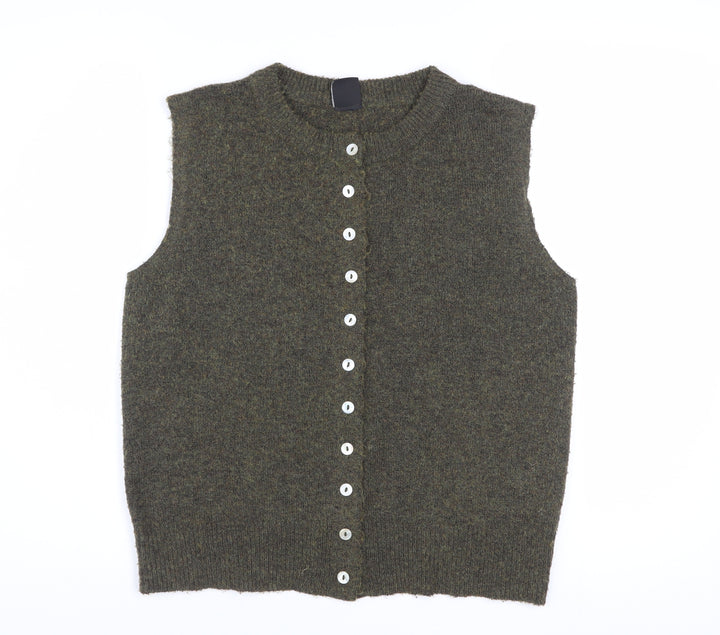 Urban Outfitters Women’s Green Sleeveless Knit Button Cardigan S