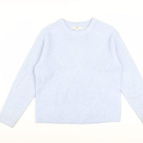 Marks and Spencer Women Blue Knit Crew Neck Jumper Size S