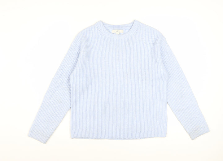 Marks and Spencer Women Blue Knit Crew Neck Jumper Size S