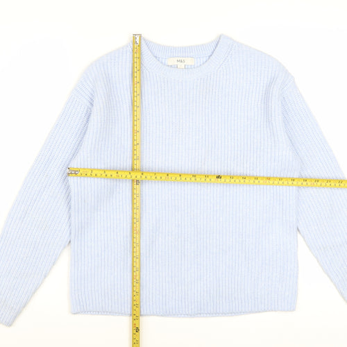 Marks and Spencer Women Blue Knit Crew Neck Jumper Size S