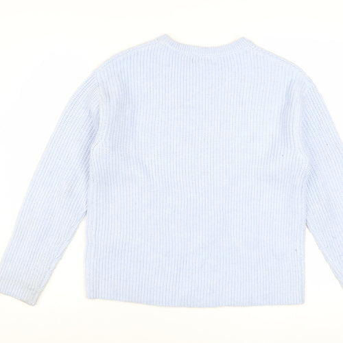 Marks and Spencer Women Blue Knit Crew Neck Jumper Size S