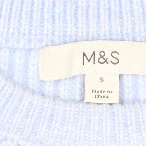 Marks and Spencer Women Blue Knit Crew Neck Jumper Size S